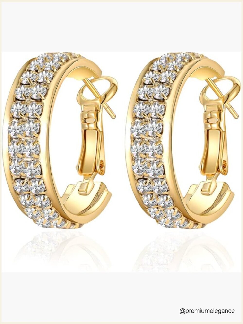 14K Gold Plated Shining Hoop Earrings for Women Cubic Zirconia Hypoallergenic